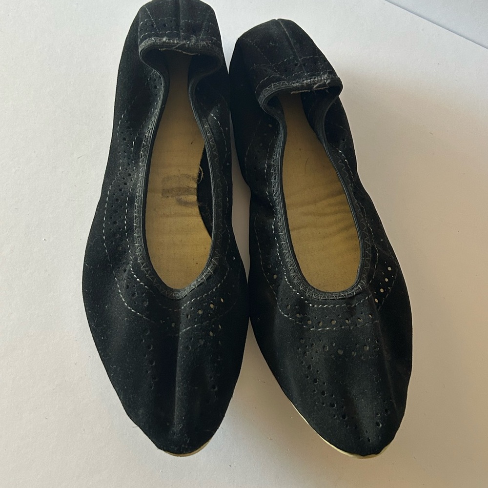 Vintage 1950’s Mercury Black Suede Ballet Flats Shoes Rockabilly